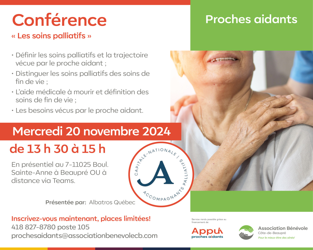  Conférence: La trajectoire des proches aidants en soins palliatifs- Collaboration avec Albratos Capitale-Nationale 